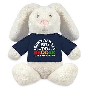 N’écoutez pas le cercle reggae - Lapin en peluche recyclé MiniFeet® Crème - bleu marine - Devant