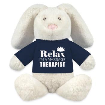 Relax Massage Therapist Logo Shirt - MiniFeet® RecycelHase® Creme - French Navy - Vorne