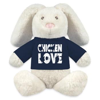Fans de poulet - Coq - Coq - Poulet fleur - Bio - Lapin en peluche recyclé MiniFeet® Crème - bleu marine - Devant