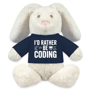 Je préfère coder - Lapin en peluche recyclé MiniFeet® Crème - bleu marine - Devant