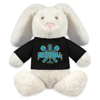Rock 'n' Roll Retro-Mikrofon mit Gitarren - MiniFeet® RecycelHase® Creme - Schwarz - Vorne