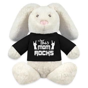 Cette maman est cool, meilleur cadeau de maman - Lapin en peluche recyclé MiniFeet® Crème - noir - Devant