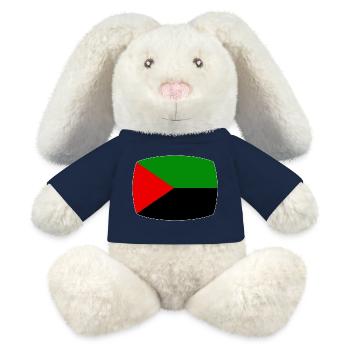 Martinique drapeau rouge vert noir - Lapin en peluche recyclé MiniFeet® Crème - bleu marine - Devant