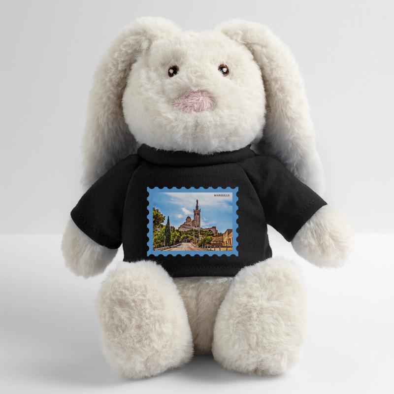 Carte postale de la Basilique de Marseille Lapin en peluche recyclé MiniFeet® Crème