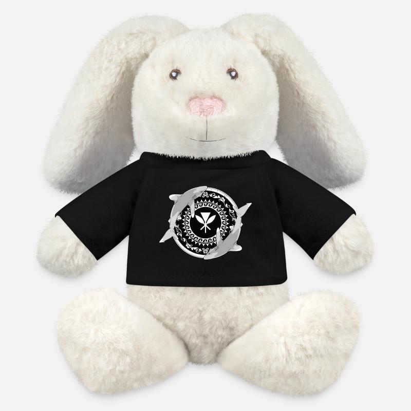 Requin à pointes blanches Kanaka Maoli - Lapin en peluche recyclé MiniFeet® Crème - noir