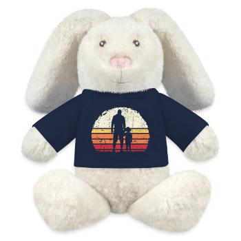 Sunset Bond : Père et enfant - Lapin en peluche recyclé MiniFeet® Crème - bleu marine - Devant