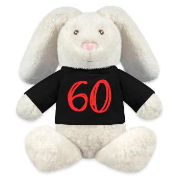 60. 60 ANS. 60e ANNIVERSAIRE. ANNIVERSAIRE 60 ANS. - Lapin en peluche recyclé MiniFeet® Crème - noir - Devant