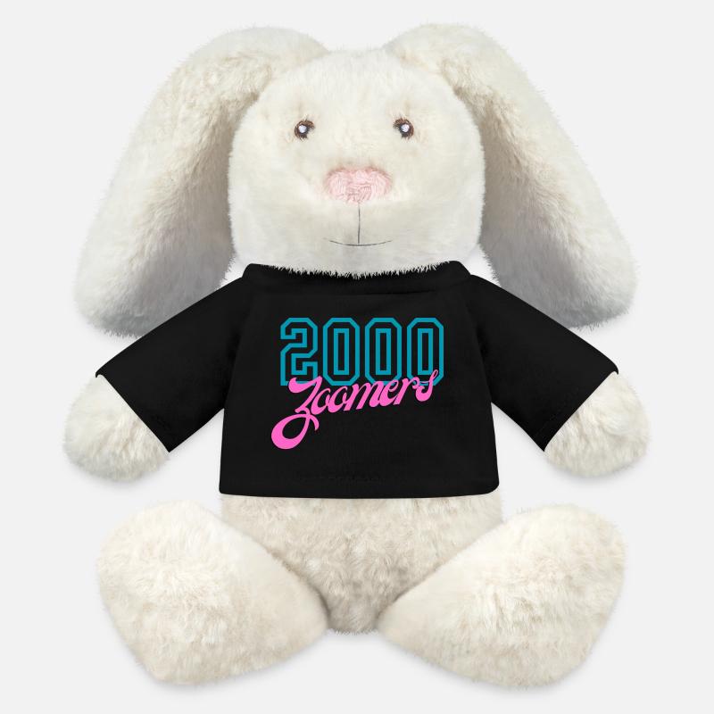 2000 Zoomers Nostalgie de l’été Typographie - Lapin en peluche recyclé MiniFeet® Crème - noir
