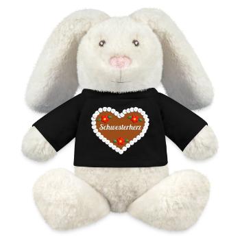 Schwesterherz Lebkuchenherz Schwester Geschenk - MiniFeet® RecycelHase® Creme - Schwarz - Vorne