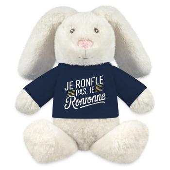 Je ronfle pas, je ronronne - Lapin en peluche recyclé MiniFeet® Crème - bleu marine - Devant