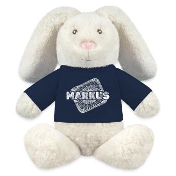 Geschenk für Markus - MiniFeet® RecycelHase® Creme - French Navy - Vorne