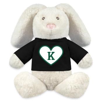 Lettre k cœur sport tendance vert - idée cadeau - Lapin en peluche recyclé MiniFeet® Crème - noir - Devant