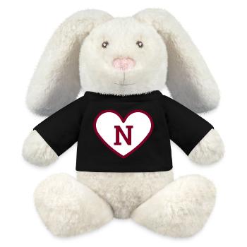 Lettre n cœur sport tendance bordeaux -idée cadeau - Lapin en peluche recyclé MiniFeet® Crème - noir - Devant