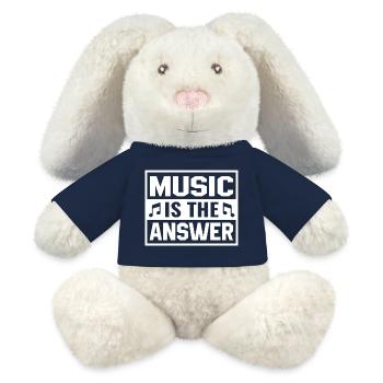 La musique est la réponse en disant design - Lapin en peluche recyclé MiniFeet® Crème - bleu marine - Devant
