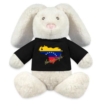 Carte du drapeau du Venezuela, fierté vénézuélienne - Lapin en peluche recyclé MiniFeet® Crème - noir - Devant