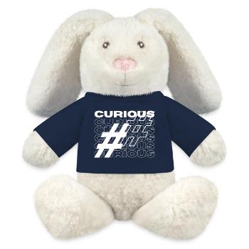 Typographie de hashtag curieuse - Lapin en peluche recyclé MiniFeet® Crème - bleu marine - Devant