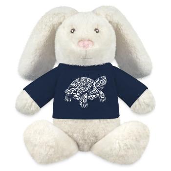 Tortue tribale - Lapin en peluche recyclé MiniFeet® Crème - bleu marine - Devant