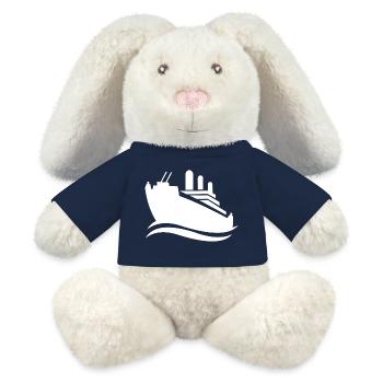 Silhouette de bateau de croisière mer minimaliste - Lapin en peluche recyclé MiniFeet® Crème - bleu marine - Devant