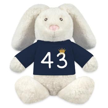 Conception de lettrage à la main de la couronne royale - Lapin en peluche recyclé MiniFeet® Crème - bleu marine - Devant