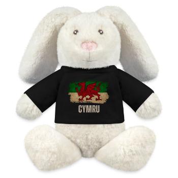 Grunge drapeau gallois, Vintage Wales - Lapin en peluche recyclé MiniFeet® Crème - noir - Devant