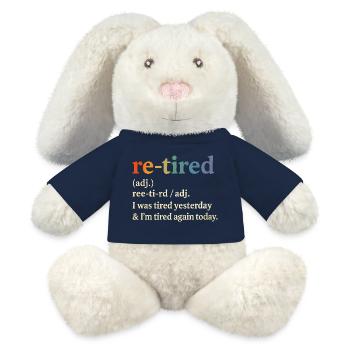 Définition de la pension de retraite Humour pour retraités Drôle - Lapin en peluche recyclé MiniFeet® Crème - bleu marine - Devant