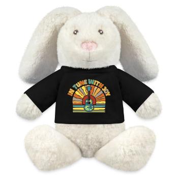 In tune with Joy - Retro Sunset and Ukulele - MiniFeet® RecycelHase® Creme - Schwarz - Vorne
