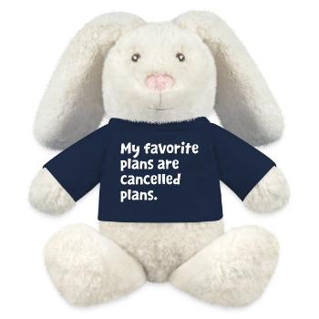 Design introverti drôle - Sarcasme, sarcasme, humour - Lapin en peluche recyclé MiniFeet® Crème - bleu marine - Devant