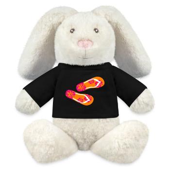 Slippers Hibiscus Flip Flops Summer Holiday Fun - MiniFeet® RecycelHase® Bunny Cream - black - Front