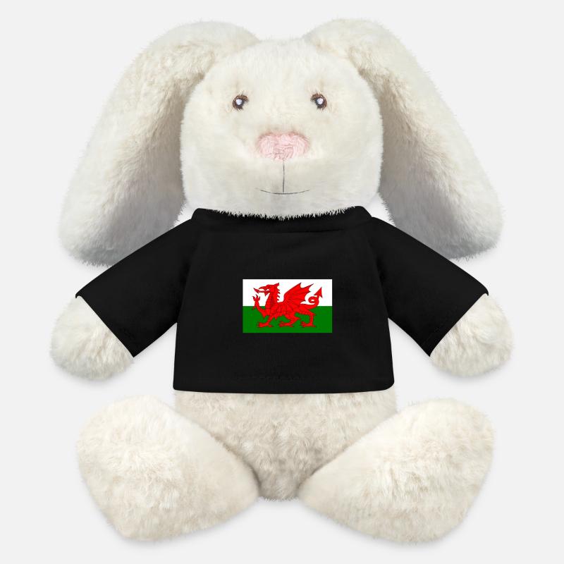 Drapeau du Pays de Galles - Lapin en peluche recyclé MiniFeet® Crème - noir
