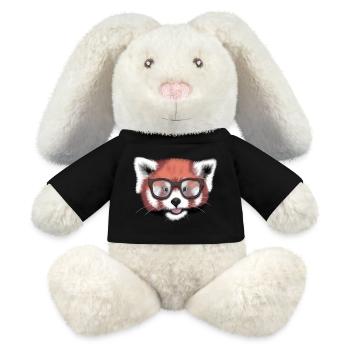 Roter Panda Nerd / Brille / minavi - MiniFeet® RecycelHase® Creme - Schwarz - Vorne
