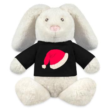 Chapeau de Noël sans texte - Lapin en peluche recyclé MiniFeet® Crème - noir - Devant