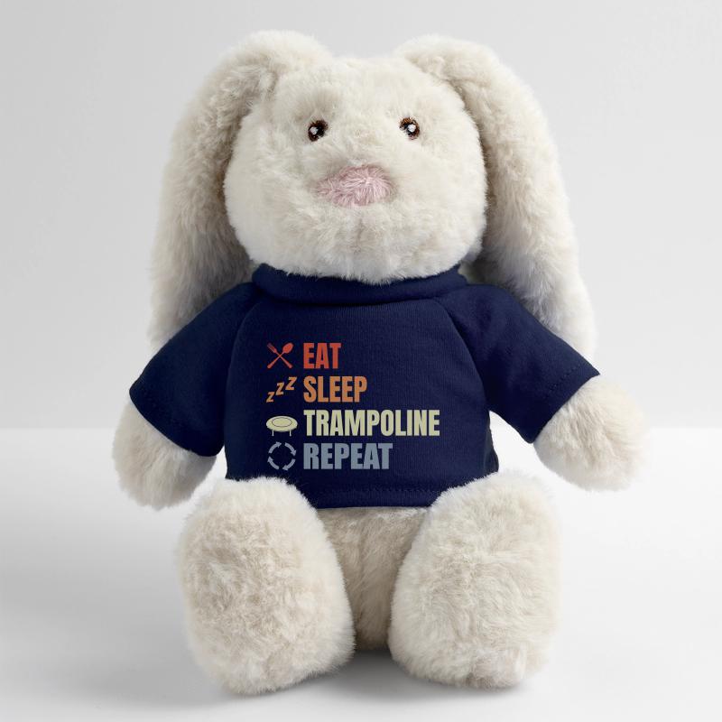 Routine de saut de trampoline Lapin en peluche recyclé MiniFeet® Crème