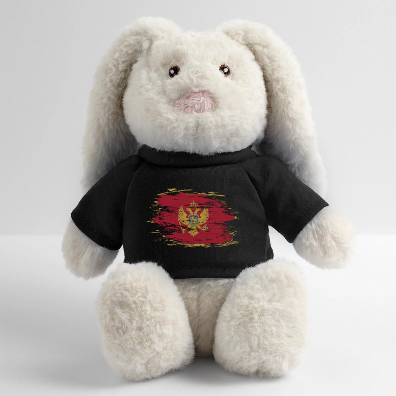 Drapeau du Monténégro utilisé Lapin en peluche recyclé MiniFeet® Crème