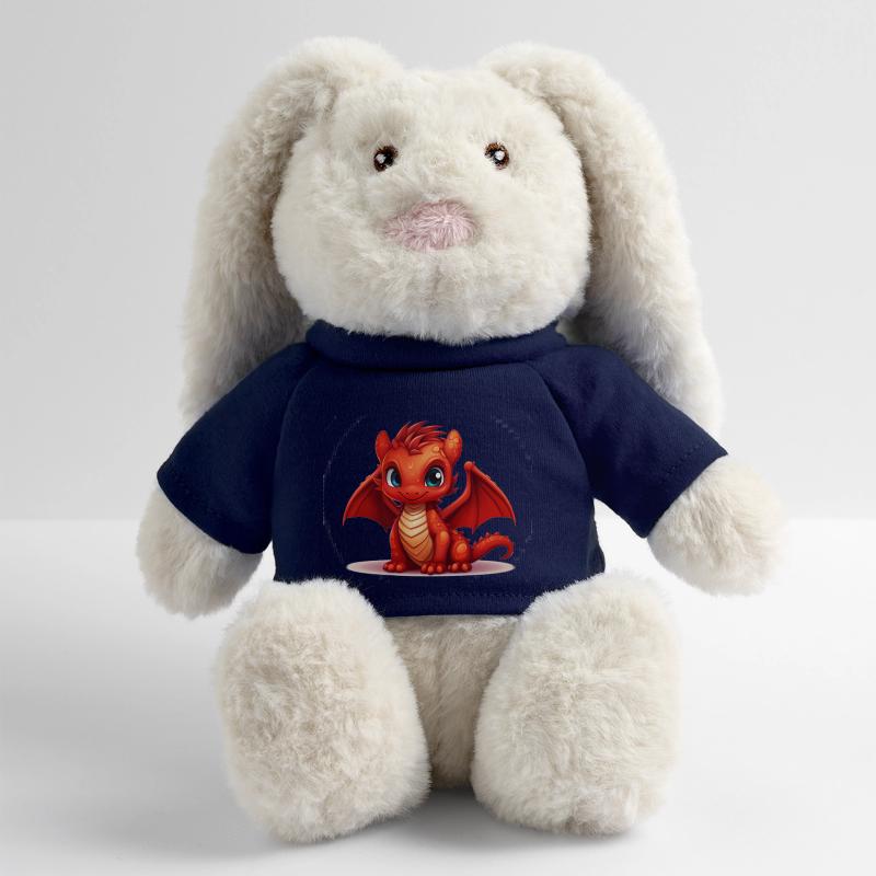 Petit Dragon Rouge Lapin en peluche recyclé MiniFeet® Crème