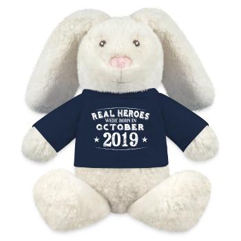 Real Heroes were born in October 2019 Birthday - MiniFeet® RecycelHase® Bunny Cream - french navy - Front