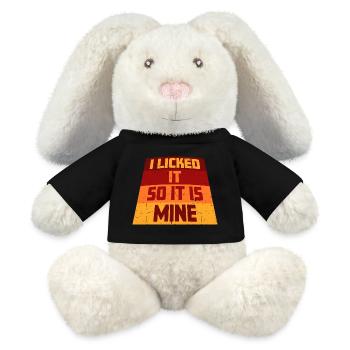 I Licked It So It Is Mine Funny Cheeky Saying - MiniFeet® RecycelHase® Bunny Cream - black - Front