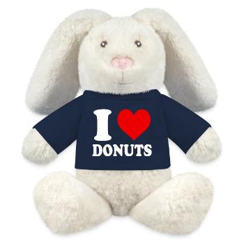 J’aime les beignets Coeur Drôle Spirituel - Lapin en peluche recyclé MiniFeet® Crème - bleu marine - Devant