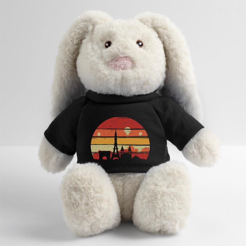 Silhouette de la ligne d’horizon du coucher de soleil à Paris Lapin en peluche recyclé MiniFeet® Crème
