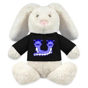 2 DJ Caterpillars Crew Musique de fête Deux amis Équipe - Lapin en peluche recyclé MiniFeet® Crème - noir - Devant