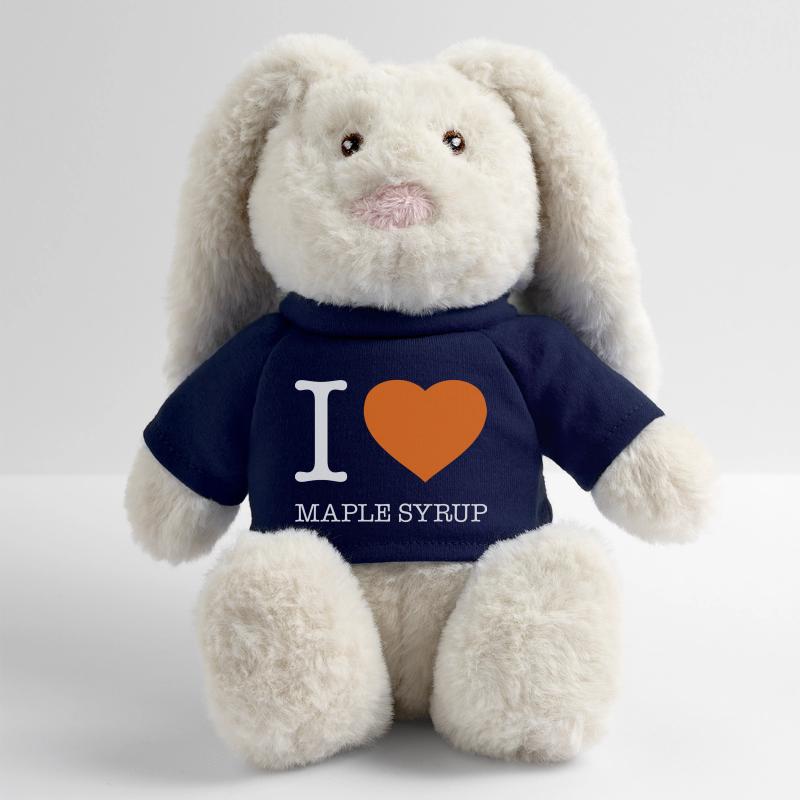 J’ADORE LE SIROP D’ÉRABLE Lapin en peluche recyclé MiniFeet® Crème