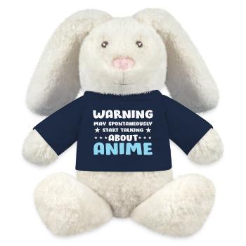 Anime Gesprächs-Warnung Spruch Shirt - MiniFeet® RecycelHase® Creme - French Navy - Vorne