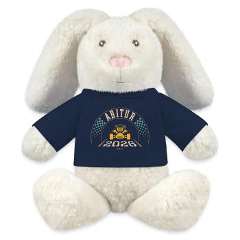 Abitur 2026 (Abiturient / Abitur / Finish / 4C) - Lapin en peluche recyclé MiniFeet® Crème - bleu marine - Devant