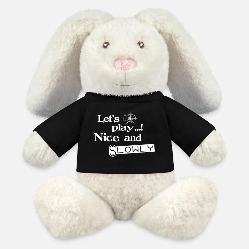 Jouons doucement - Blanc - Lapin en peluche recyclé MiniFeet® Crème - noir