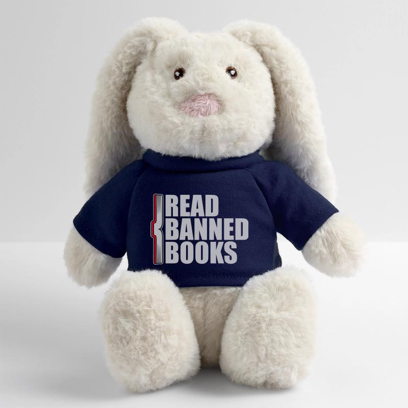 Lire des livres interdits Verbotene Bücher Lesen Freiheit Lapin en peluche recyclé MiniFeet® Crème