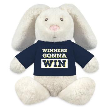 Les gagnants vont gagner la catégorie Typographie en gras - Lapin en peluche recyclé MiniFeet® Crème - bleu marine - Devant