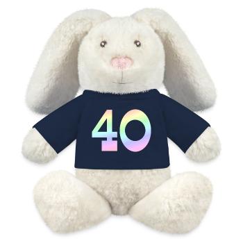 Geburtstagsgeschenk, 40 pastell Verlauf - MiniFeet® RecycelHase® Creme - French Navy - Vorne