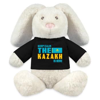 Design du drapeau Keep Calm Kazakhstan - Lapin en peluche recyclé MiniFeet® Crème - noir - Devant