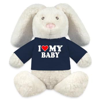 I love my baby - Lapin en peluche recyclé MiniFeet® Crème - bleu marine - Devant