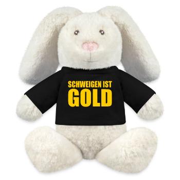 schweigen ist gold - MiniFeet® RecycelHase® Creme - Schwarz - Vorne
