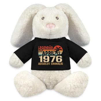 Born In April 1976 Funny Birthday Retro - MiniFeet® RecycelHase® Bunny Cream - black - Front